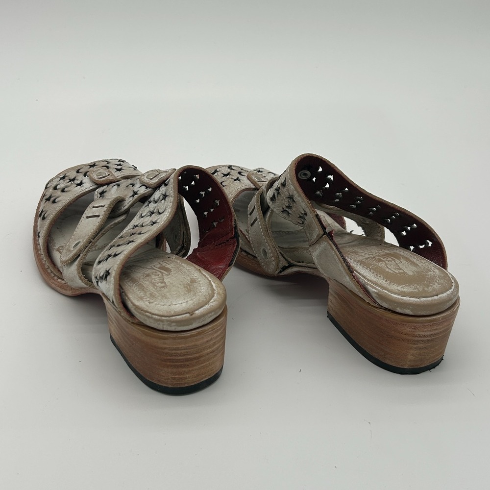 Freebird by Steven Moonstar Taupe Leather Block Heel Cutout Slip On Mule Shoes 8 - Picture 4 of 8